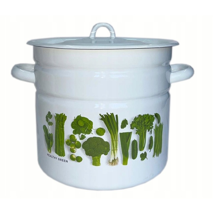 Oala emaliata Net-Pol, 26cm, 12L, pentru legume, rezistenta la temperaturi ridicate