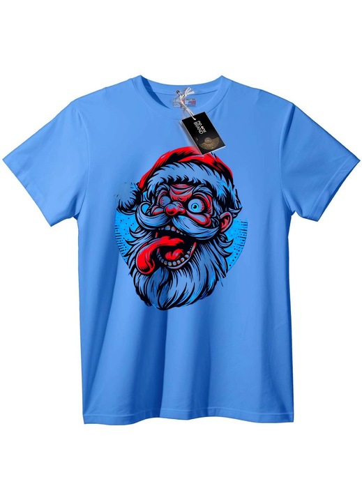 Tricou cu Moș Crăciun Gotic, Albastru deschis