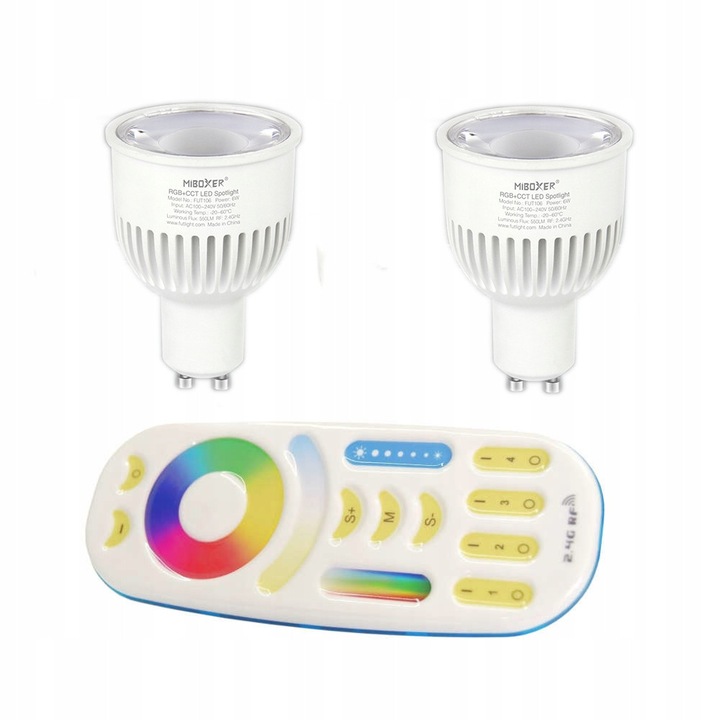 Комплект 2 LED крушки GU10 6W RGB+CCT MiLight FUT106, 2700K-6500K, 50mm x 72mm