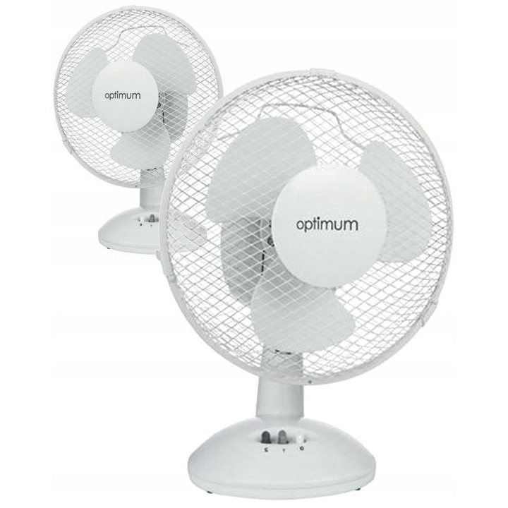 Ventilator birou, Optimum WT-2523, 2 viteze, oscilant, alb, 23 cm