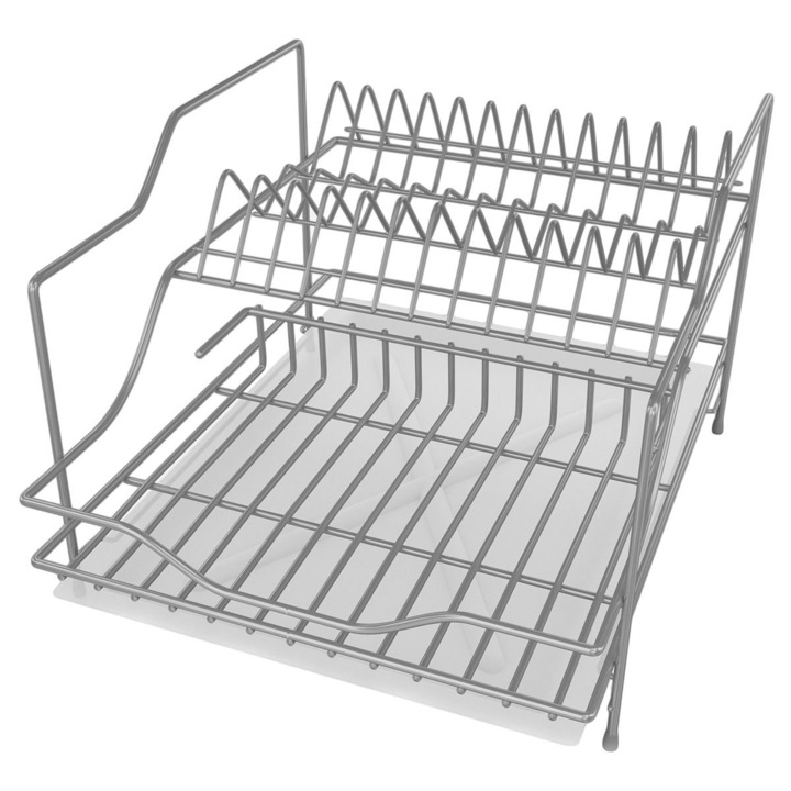 Scurgator vase Metpol, 2 niveluri, 30x37,5x25cm, argintiu, set cu ociorcator