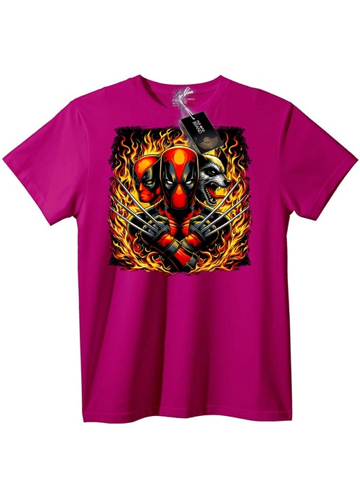 Tricou Deadpool & Wolverine cu foc, Lila