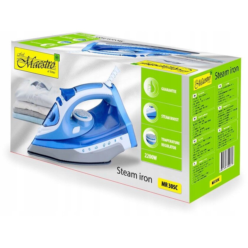 Fier de calcat cu abur Maestro MR-305C, 2200W, ceramica, albastru