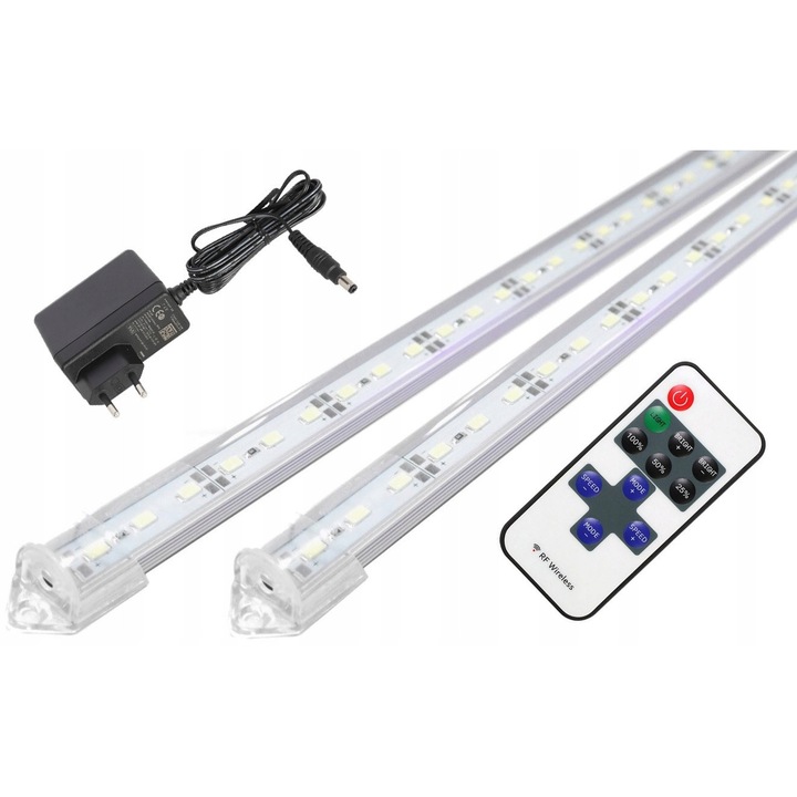 AQUALED LED neoncsövek 2x60cm, alumínium, 25W, 120°, hideg fehér, távirányítóval