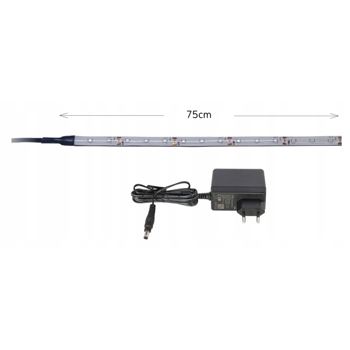 Lista LED AQUALED 75cm, 45 diode, IP65, negru/bel, 12V, set