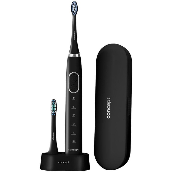 Concept ZK4011 elektromos fogkefe, szónikus, 5 tisztítási mód, fekete, utazótokkal