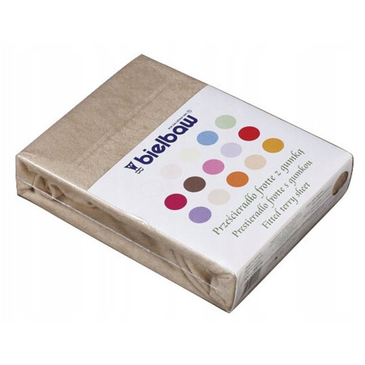 Cearceaf de pat frotte Greno 200x220cm, bej, 82% bumbac, cu elastic