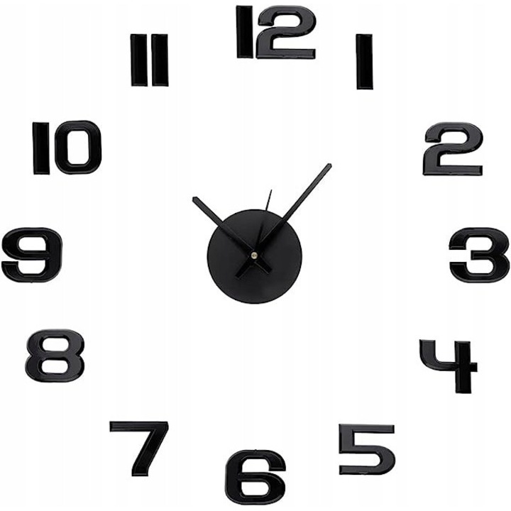 Ceas de perete MPM 45cm, negru, cu cifre arabe din spuma EVA, mecanism quartz