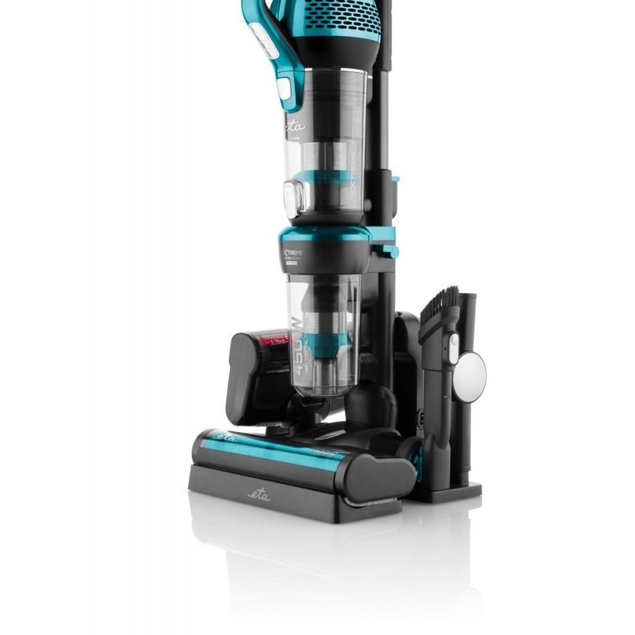 Aspirator vertical ETA Magic Aqua Plus, 450W, negru/albastru, 110,5x19,5x26cm, functie de spalare, prietenos cu animalele