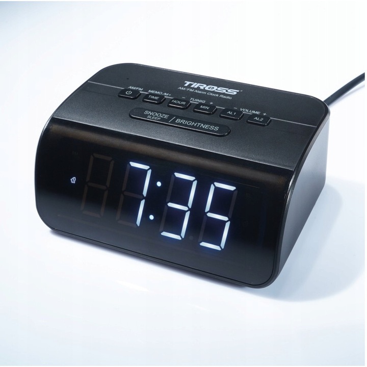 Radiobudzik Tiross, digital, LED, 150x63,8x80,4mm, alimentare AC 230V sau baterii