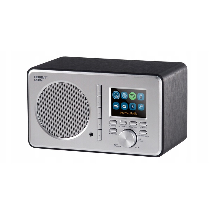 Радио Ferguson Regent i200s, интернет, AM DAB+ FM, черно, с часовник, дистанционно управление, телескопична антена