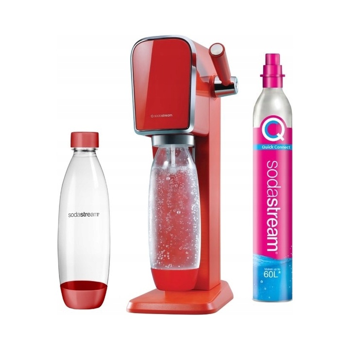 Сатуратор за газирана вода SodaStream ART, ретро комплект, розов, компактни размери