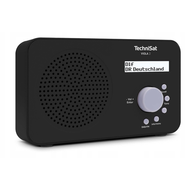 Hordozható DAB+ rádió TechniSat VIOLA 2, fekete, 15.50x9.10x5.00cm, hálózati és akkumulátoros tápellátással, komplett szett