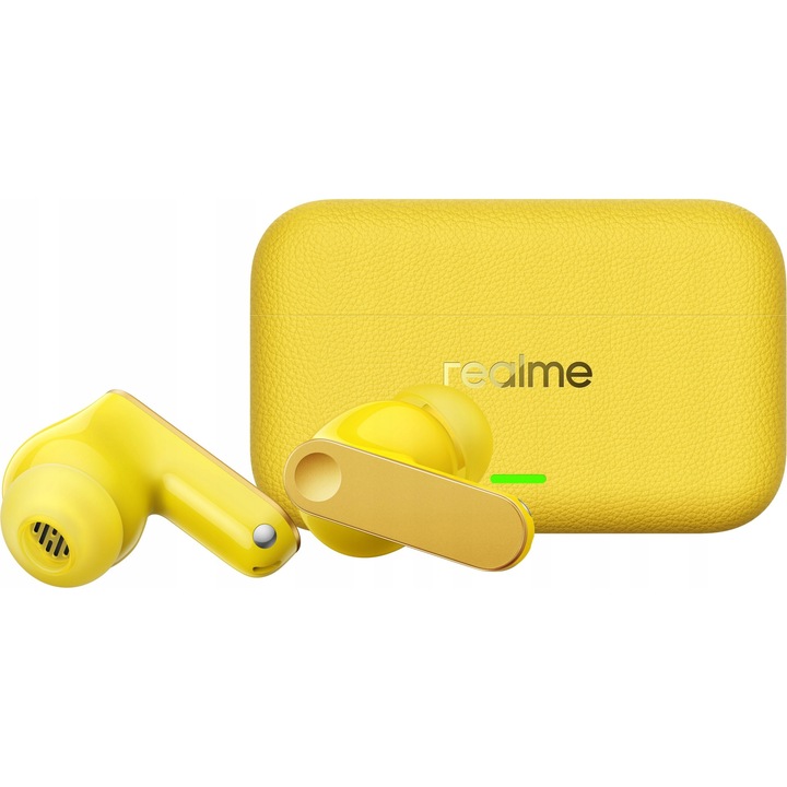 Realme Buds T500 Pro vezeték nélküli fülhallgató, sárga, zajcsökkentés, Bluetooth 6.1, 56 óra üzemidő