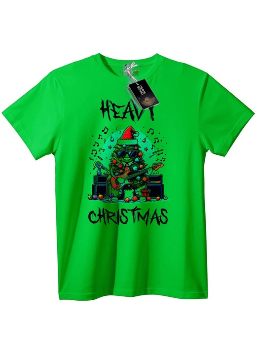Tricou cu imprimeu rock de Crăciun, Verde deschis