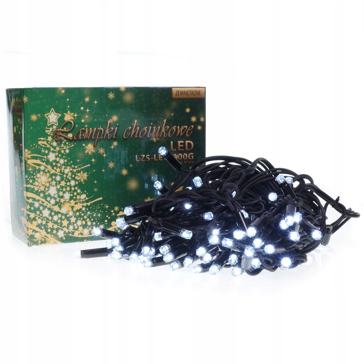 LED коледни лампички комплект 100 светлинни точки, Rum-Lux, бели, 6,9м