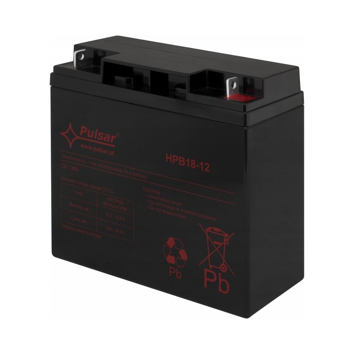 Akumulator HPB 18-12, 12V, 18Ah, 182x168x77mm, tehnologie AGM, durata de viata 5-8 ani