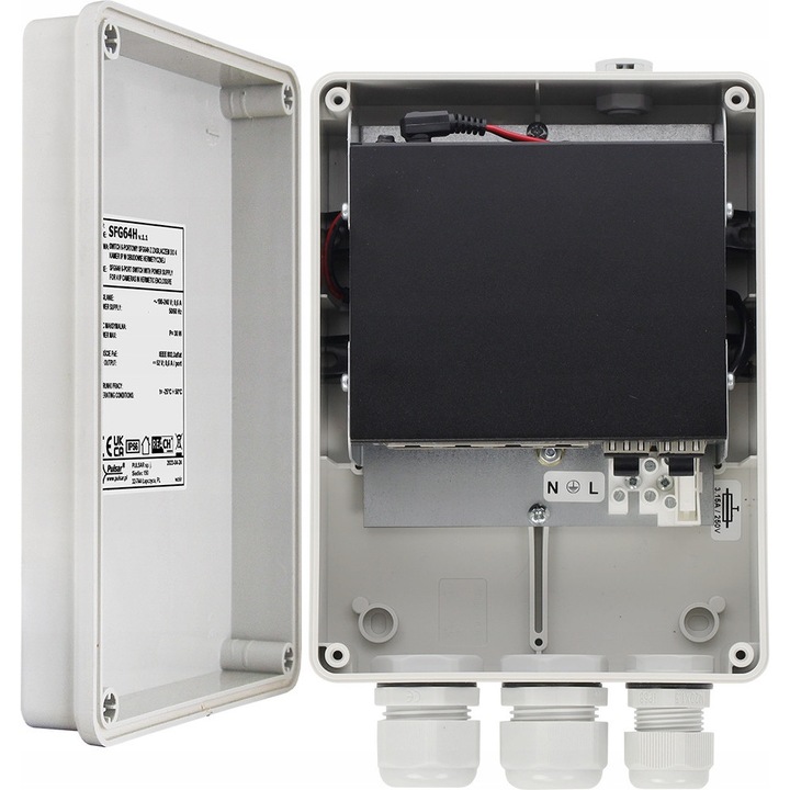 PULSAR SFG64H PoE 6-portos switch, 4 port 10/100/1000 Mb/s, 2 port 1000 Mb/s, szürke, 146x196x78mm