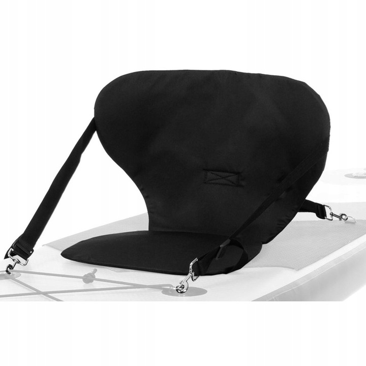 Scaun/sezut pentru SUP si caiac XQMax, reglabil cu spatar intarit, material antialunecare cu carabiniere cromate, negru