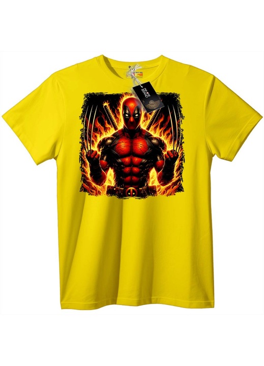 Tricou Deadpool cu gheare de foc, Galben