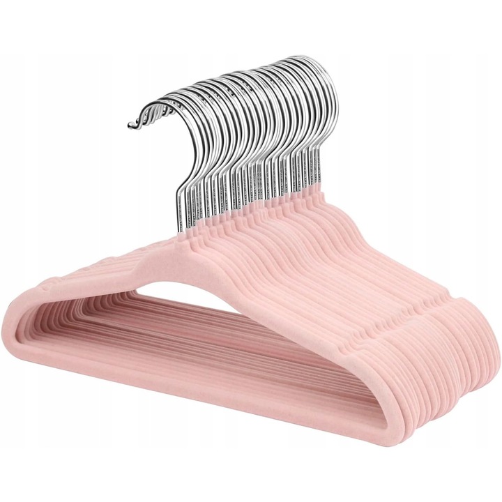 Set 30 umerase roz pentru haine, cu suprafata din catifea, pentru copii