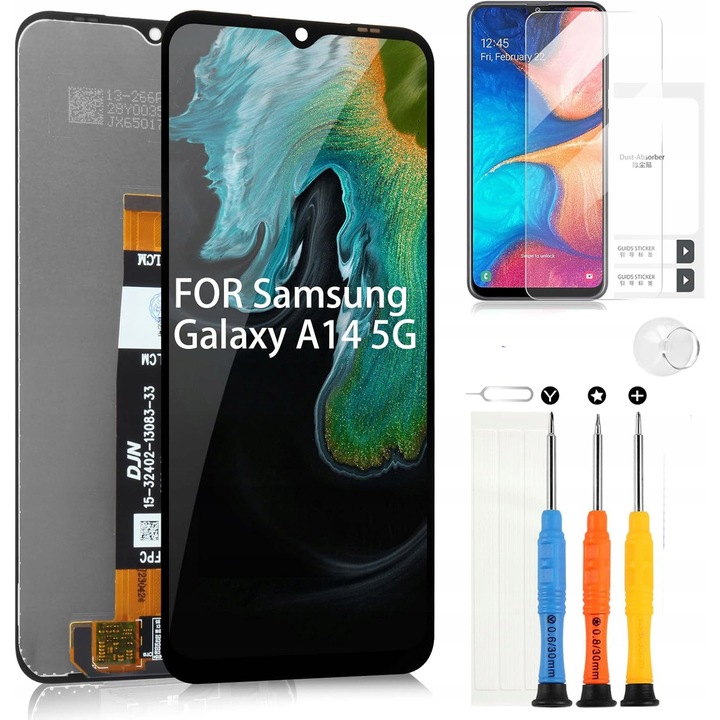 Ecran LCD cu digitizer pentru Samsung Galaxy A14 5G, 6,6 inch, negru, set de unelte inclus