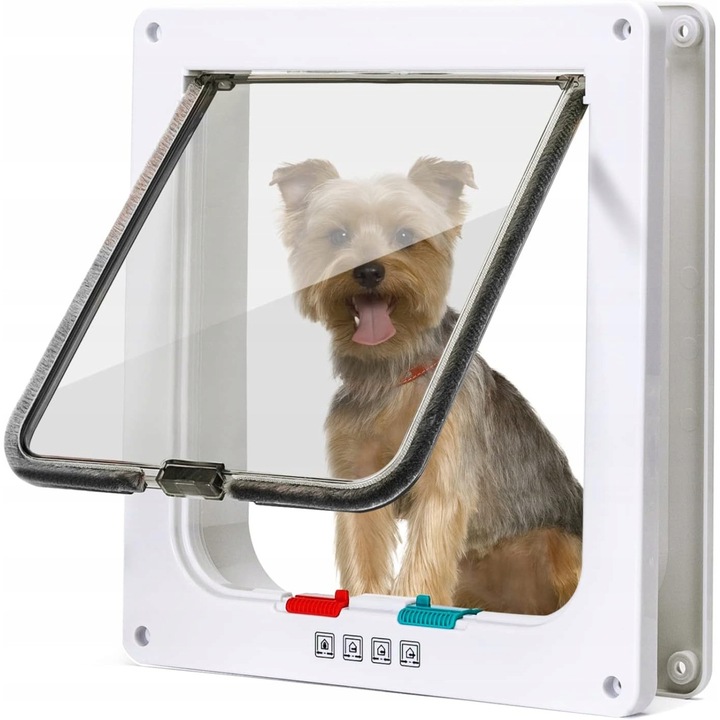 Clapa pentru usa pentru animale de companie, deschidere interioara/exterioara, plastic ABS, transparent, 90°