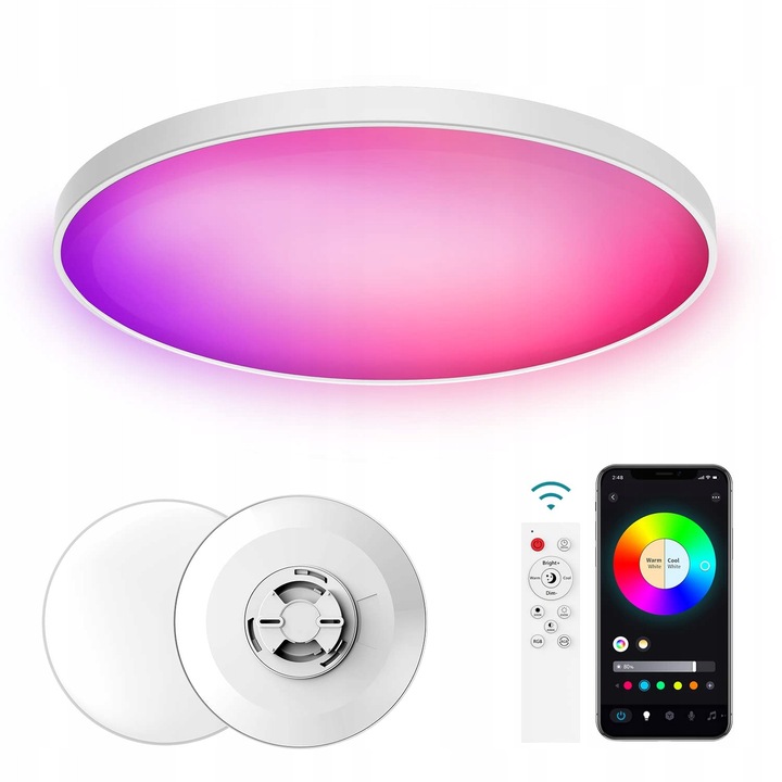 LED RGB WiFi плафон, 30W, с дистанционно управление, приложение, димируем
