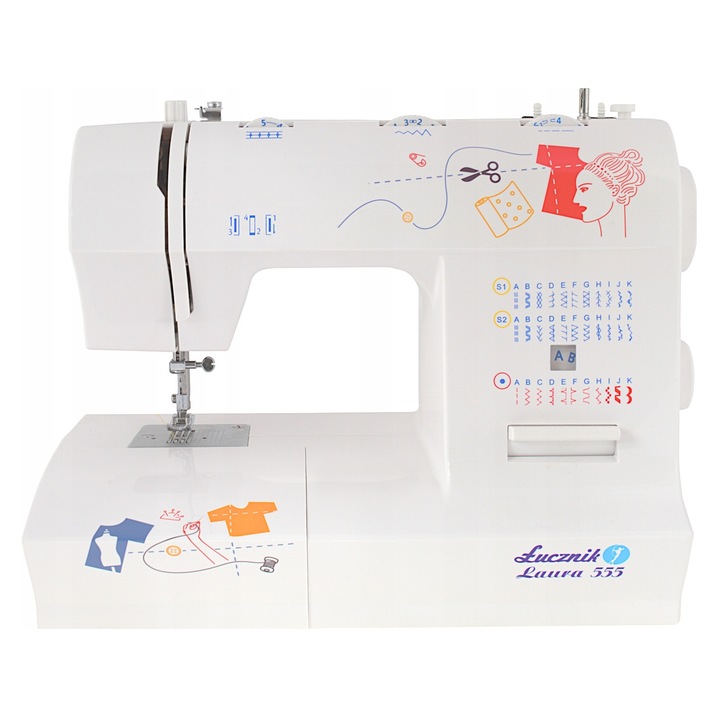 Masina de cusut lUCZNIK LAURA 555, cu functii de overlock, cusaturi decorative, LED