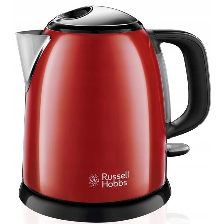 Fierbator electric Russell Hobbs Colours Flame 2400 W 1l rosu, design compact, inox