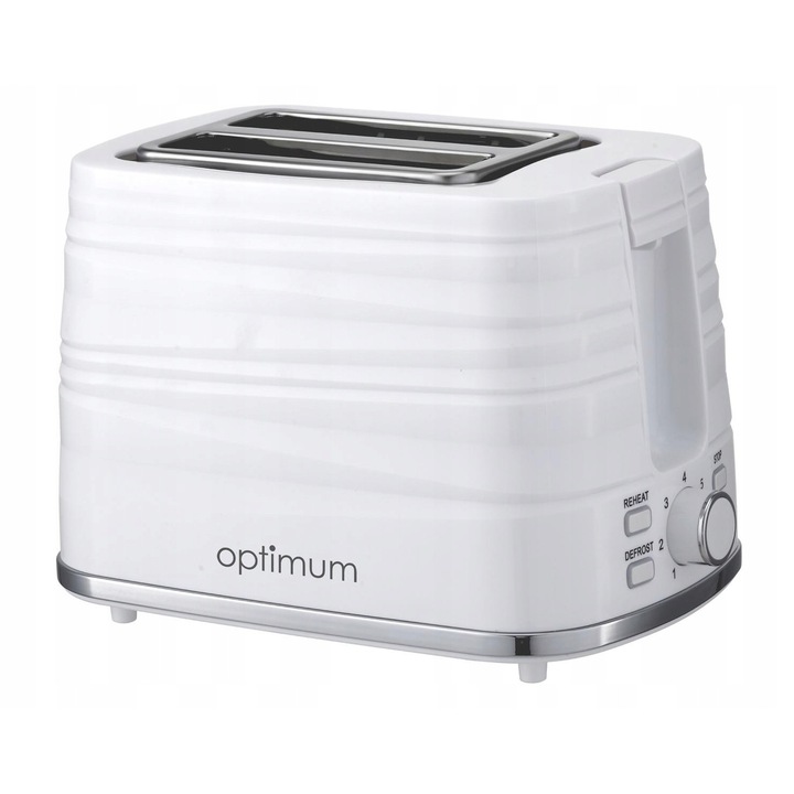 Prajitor de paine Optimum, model TS-5720, 2 felii, 780-930W, alb, 31x18.5x19.8cm