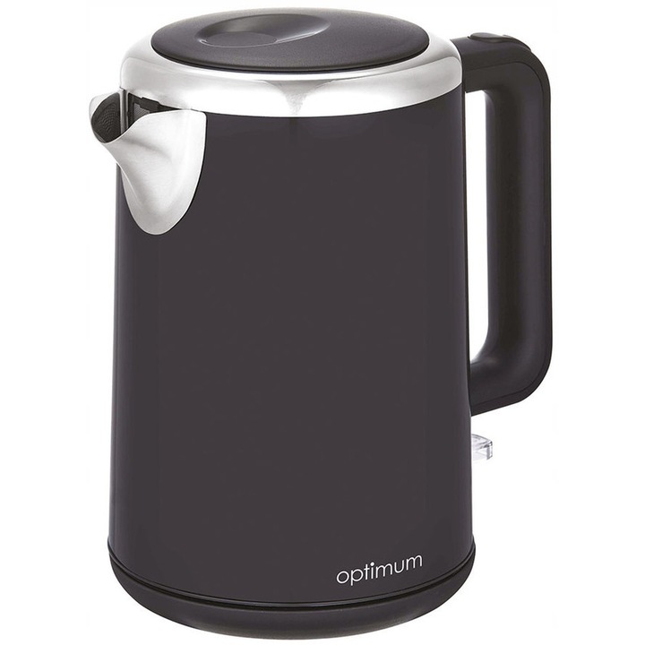 Fierbator electric Optimum 2200W 1,7L negru, filtru anti-calcar, carcasa din otel inoxidabil