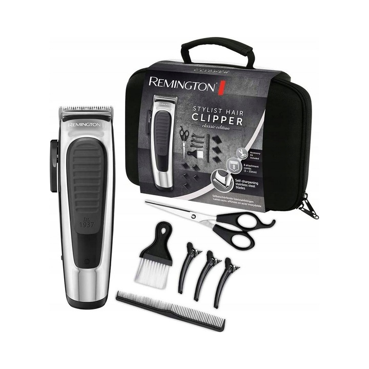 Aparat de tuns Remington HC450, 8 accesorii, inox, fara fir