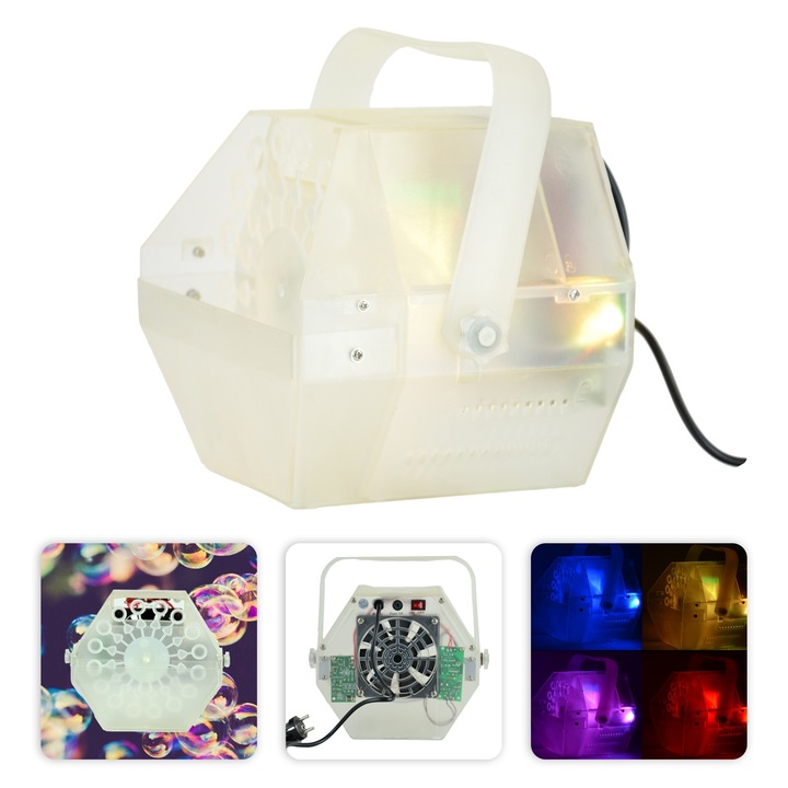 Ibiza Light LED RGB buborékgép, 25W, 235x200x215mm, szett gyerekzsúrokhoz