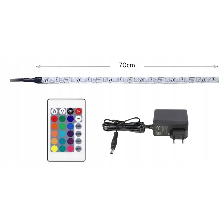 Többszínű LED szalag 70cm, AQUALED, 42 dióda, IP65, szekrényhez és gardróbhoz