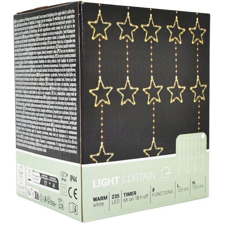 Lampa decorativa de Craciun Koopman, cortina luminoasa 120x120cm, 235 LED, cu programator timer