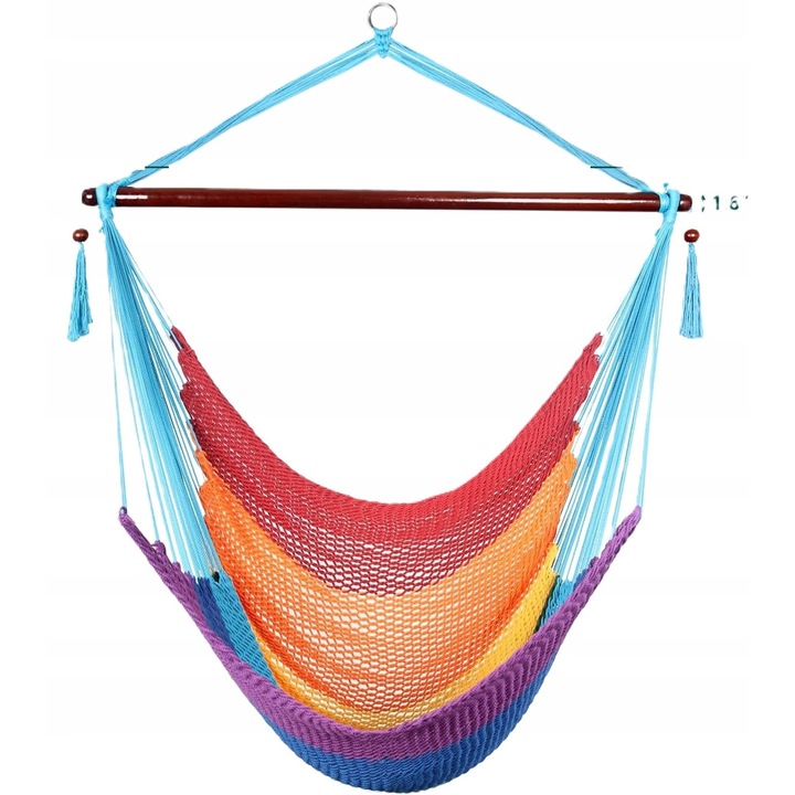 Fotel hamac XL, 3 piese, poliester, usor de transportat, multicolor