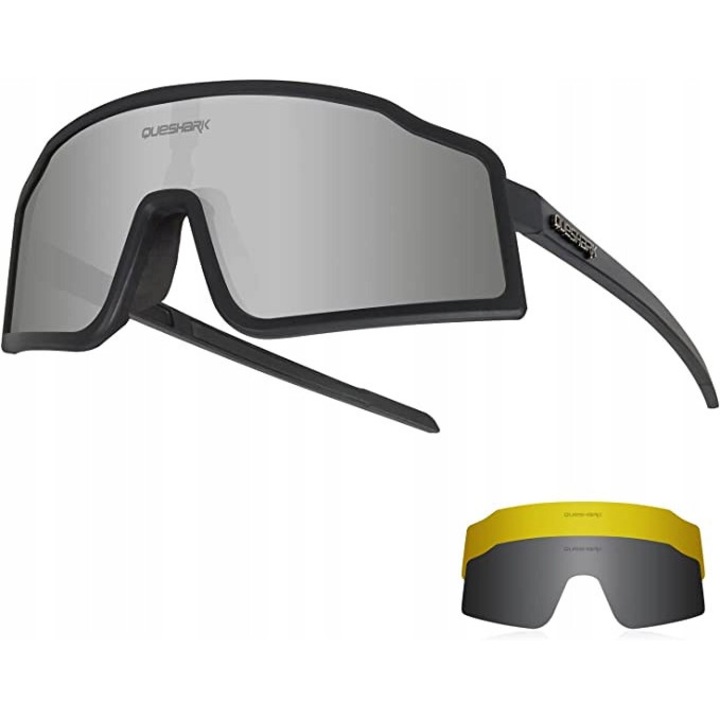 Ochelari sportivi Queshark TR90 QE54, 3 lentile interschimbabile, protectie UV400, multicolor