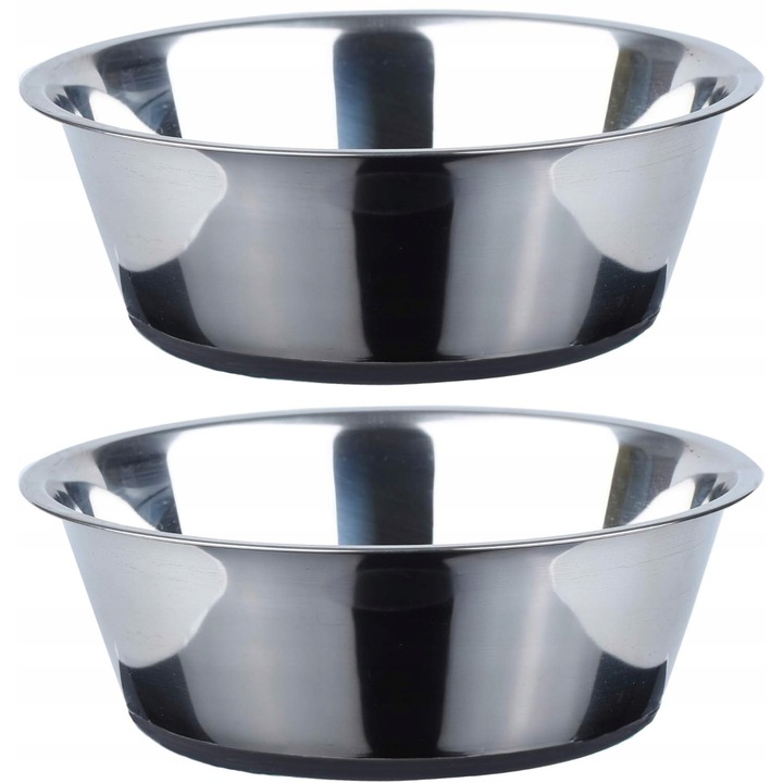 Set 2 castroane pentru caini din otel inoxidabil, 1,8L, antiderapante, multicolor