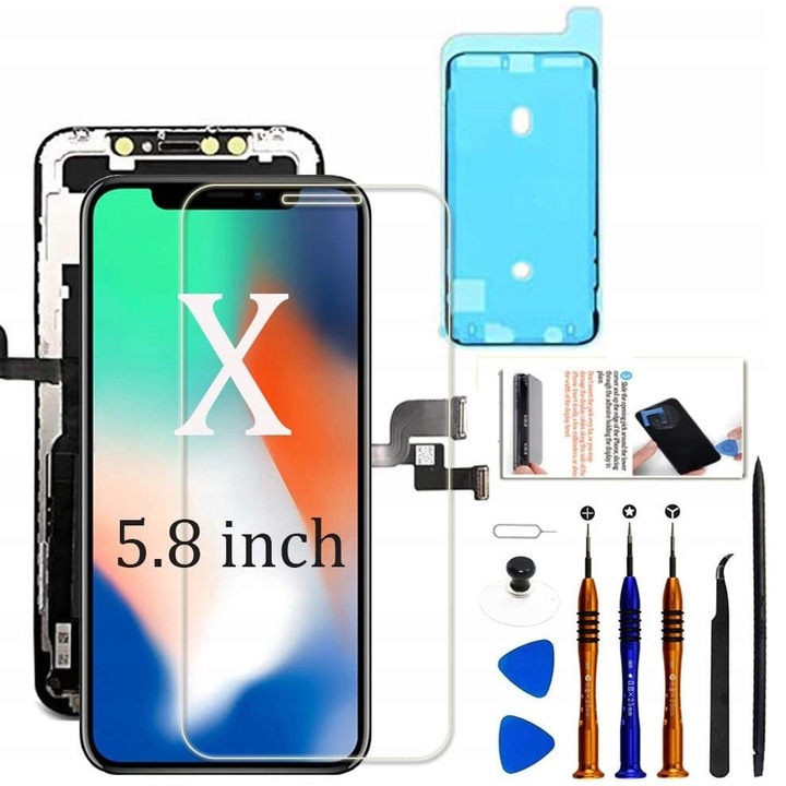 Display OLED pentru iPhone X 5,8", set de reparare, inclusiv unelte, protectie ecran, garnitura waterproof