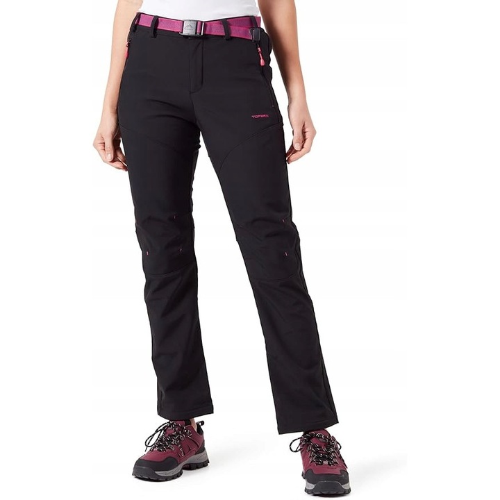 Pantaloni sport dama Tofern, impermeabili, negru, softshell, pentru drumetii, M INTL