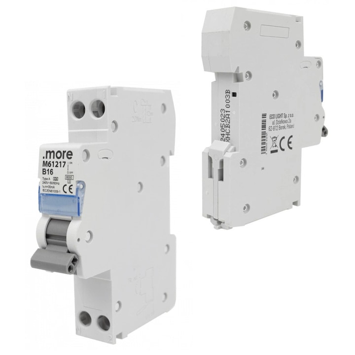 Dispozitiv de protectie diferentiala Ecolight 1P B16A 30mA IP20, 17,8x73x93mm, set 1 buc.