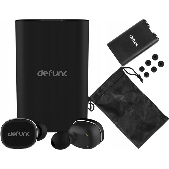 DeFunc TRUE vezeték nélküli sztereó bluetooth fülhallgató, 2100mAh külső akkumulátor, fekete