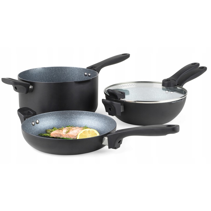 Set tigai Russell Hobbs 4 piese, 24cm, neaderent, cu capac din sticla