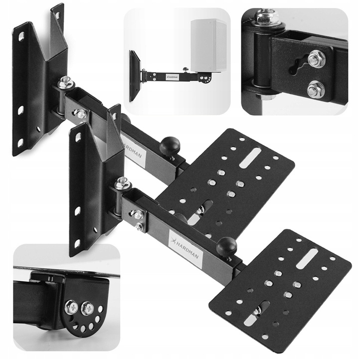 Mobil hangfalállvány, Hardman, 2 db-os szett, fekete, 25 kg teherbírás, méretek 33x24x13cm