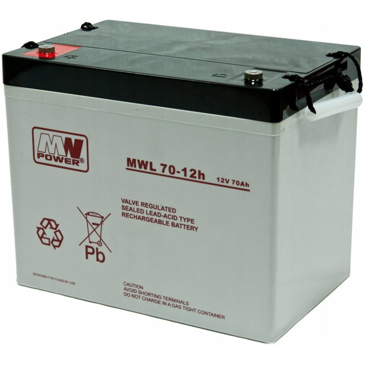 Acumulator AGM 12V 70Ah, MW Power, tehnologie VRLA, compact, 211x260x169mm