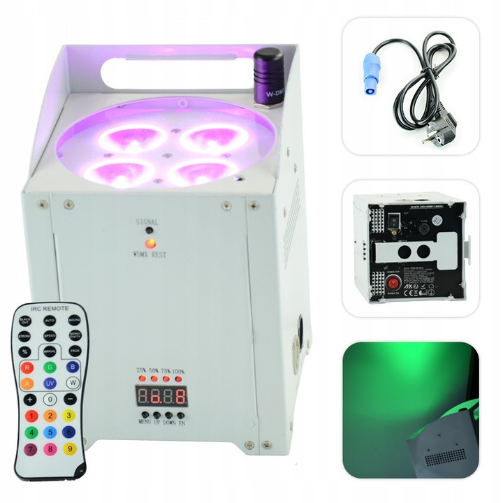 Proiector LED portabil AFX PARLED-W15WH, 4 LED-uri RGBAW 15W, alb, 14,5x14,9x20,2cm