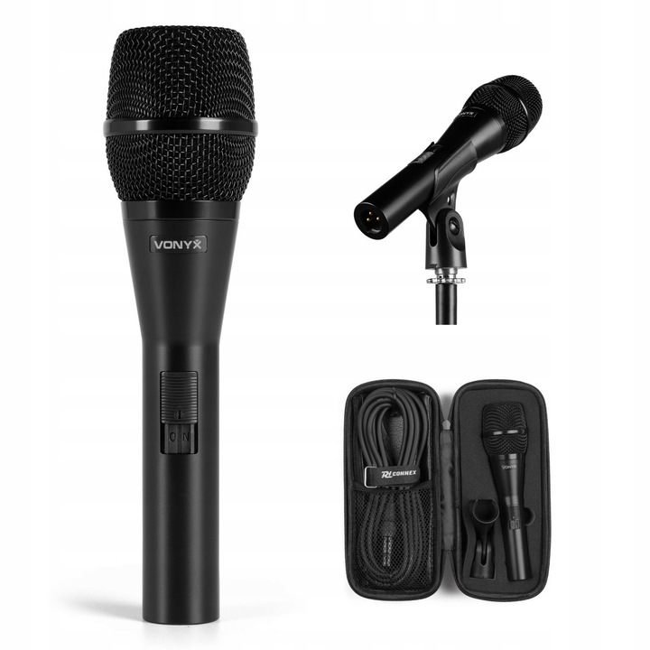 Mikrofon pojemnosciowy Vonyx VDM09, kardioidal, filtr pop, negru, set complet
