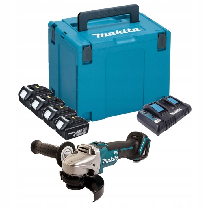 Polizor unghiular Makita DGA504, 125mm, 2x3.0Ah, 18V, in valiza MAKPAC