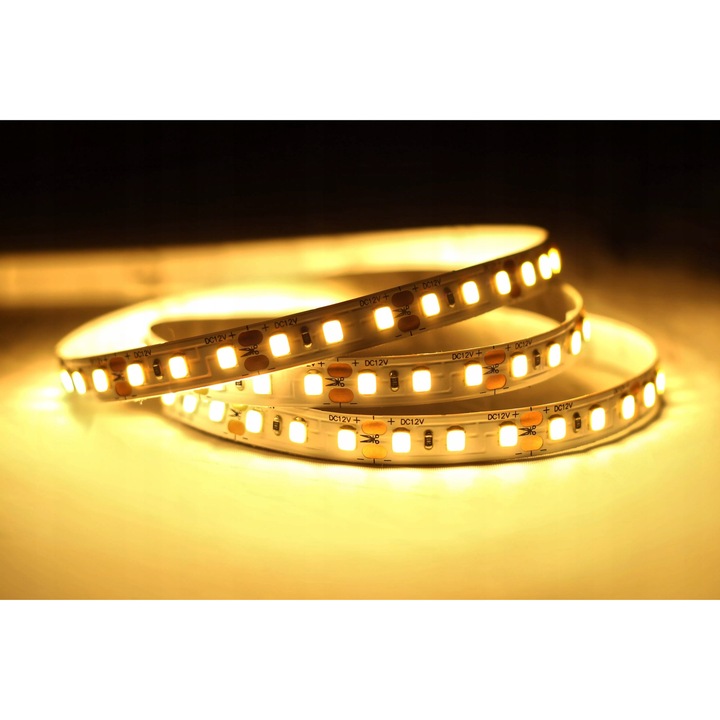 Banda LED 24V, MW-Light, 120 LED/m, 9,6W/m, alb cald 3000K, 5m